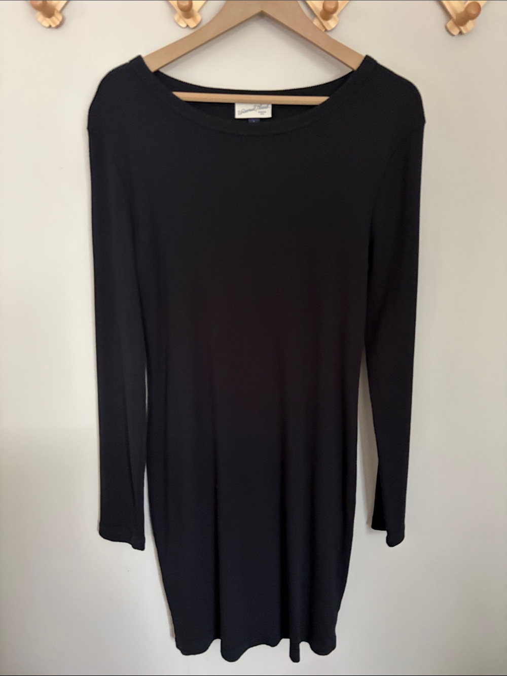 Black Long Sleeve Ribbed Knit Dress